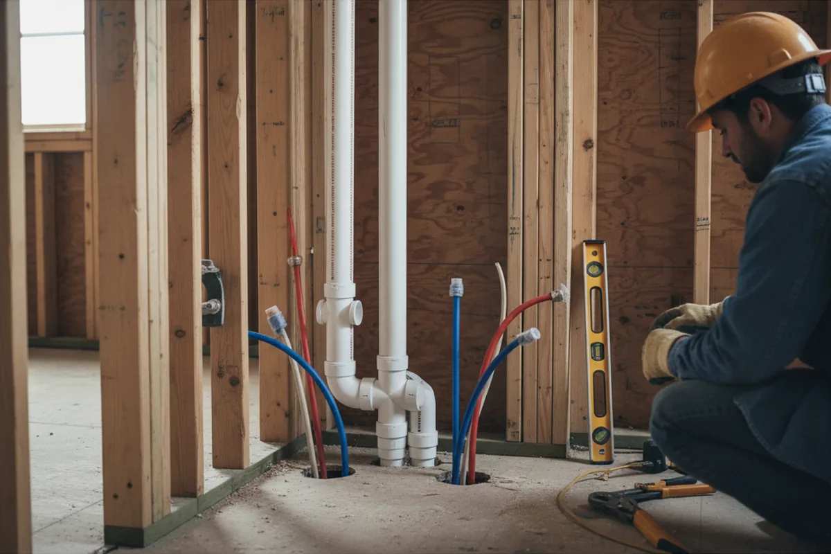 Drain and supply rough-in during Drain Cleaning in Dallas